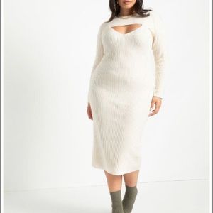 ELOQUII White 2-piece Sweater Dress